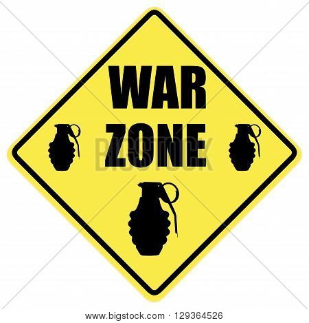 War zone warning sign isolated over a white background