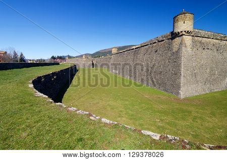 Moat in the castle of St. Peter, known as La Ciudadela, Jaca, Huesca, Aragon, Spain