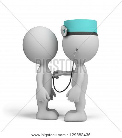 The doctor examines the patient. 3d image. White background.
