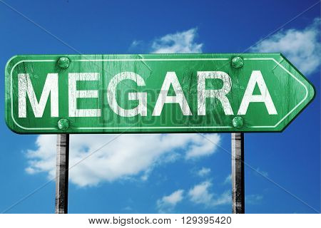 Megara, 3D rendering, a vintage green direction sign