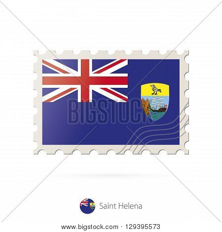 Postage Stamp With The Image Of Saint Helena Flag.