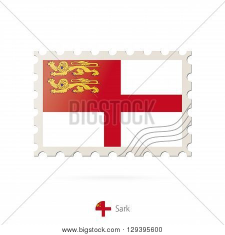 Postage Stamp With The Image Of Sark Flag.