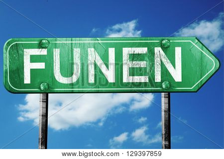 Funen, 3D rendering, a vintage green direction sign