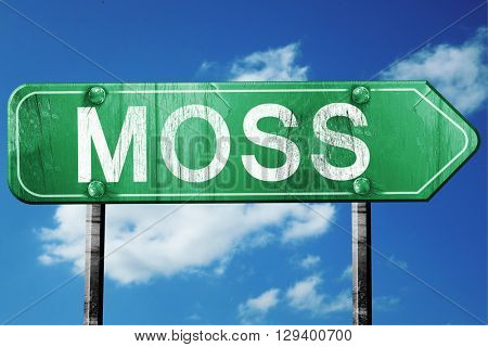 Moss, 3D rendering, a vintage green direction sign