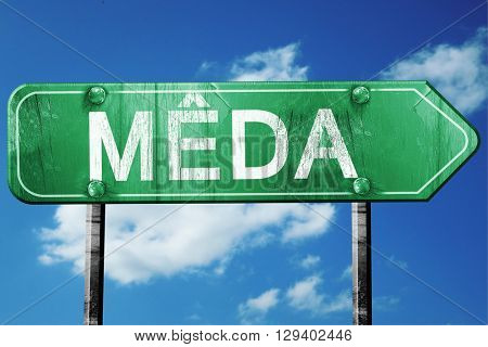 Meda, 3D rendering, a vintage green direction sign