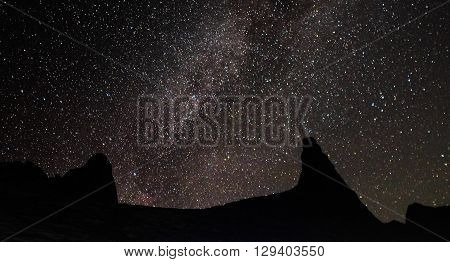 Scenery of milkyway at summit of Mountain Kinabalu,Ranau,Sabah. Image contains visible noise due to high ISO, soft focus, shallow DOF, slight motion blur.