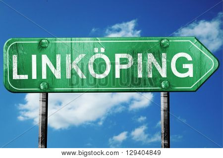 Linkoping, 3D rendering, a vintage green direction sign