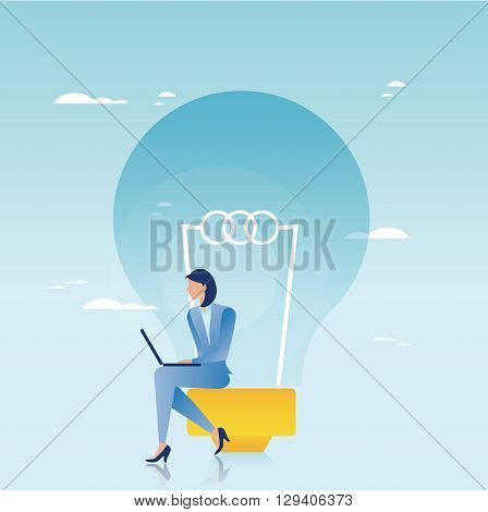 Creative business concept. Businesswoman working on laptop