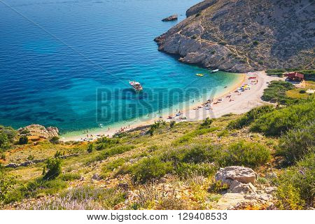 Stara Baska beach on Krk Island Croatia