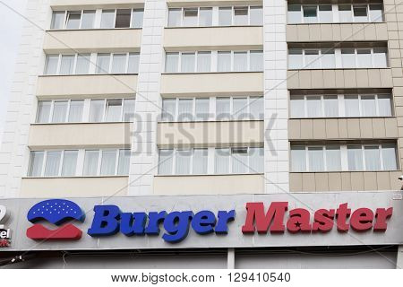 Gomel, Belarus - 31 July, 2015: Fast-food Chain Burger Master, Railway Station Square 1,