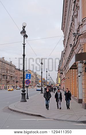 St. Petersburg, Russia - March, 13, 2016: View of Nevskiy prospect, St. Petersburg, Russia
