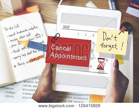 Cancel Appointment Note Calendar Planner Concept