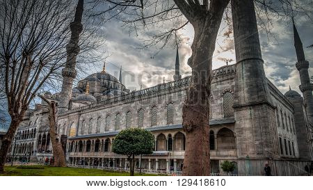Istanbul, Turkey - February 9, 2013: Blue Mosque (Sultanahmet Cami) in Sultanahmet, Istanbul, Turkey