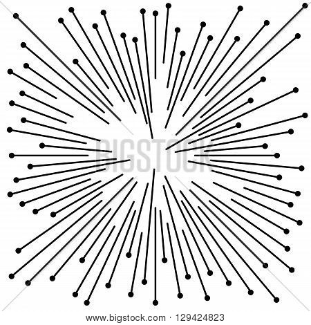 Abstract vector rays on white background. Explosive illustration with dynamic shapes. Monochrome wallpaper with sparkle. Holiday firework with text template. Dynamite burst. Dynamic blast elements.
