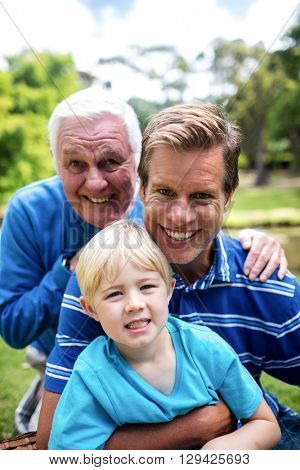 Portrait of smiling multi-generation family in the park