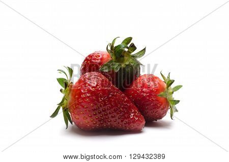 ?hree Strawberry fruit isolated on white background