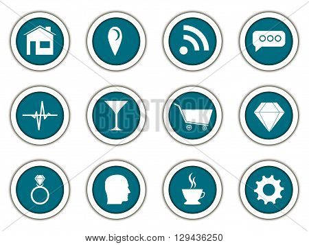 Set of round icons. Paper round. 3d icons. Vector.
