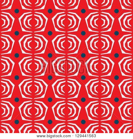 Seamless vector abstract rose pattern on red background