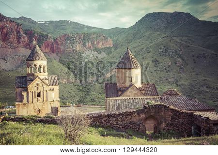 Ancient Monastery Noravank In The Mountains In Amaghu Valley, Armenia.