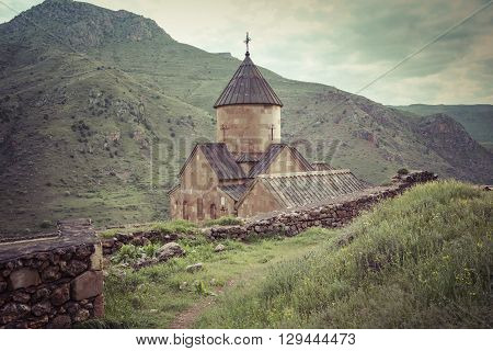 Ancient Monastery Noravank In The Mountains In Amaghu Valley, Armenia.