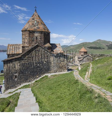 Medieval church on Sevan lake in Armenia