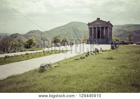 Garni ARMENIA - May 02 2016 : Ancient Garni pagan Temple the hellenistic temple in Armenia