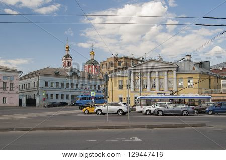 Russia, Moscow - May 11, 2016: View Of The Yauzskaya Street With Beautiful Architecture And A Part O