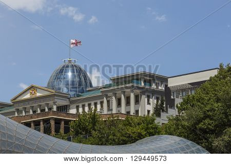Tbilisi, Georgia - May 07: The Main Office Of The President At Sunset On May 07, 2016 In Tbilisi. Th