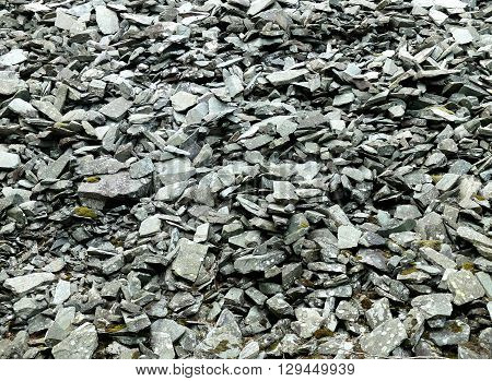 Scree slope from old slate quarry uk