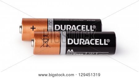 Moldova, March 17, 2016, Duracell Alkaline AA battery