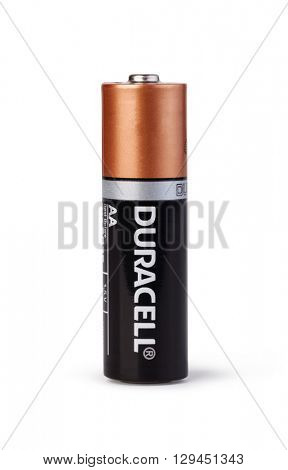Moldova, March 17, 2016, Duracell Alkaline AA battery