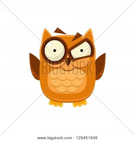 Outraged Brown Owl Adorable Emoji Flat Vector Caroon Style Isolated Icon