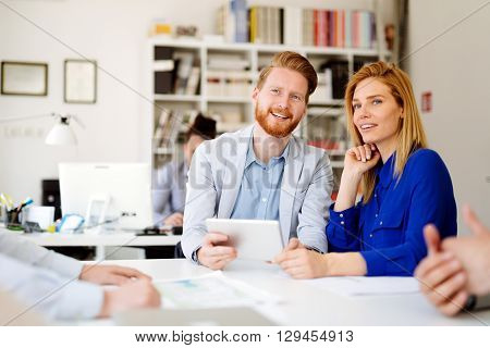 Beautiful young seccessful business people office collaboration
