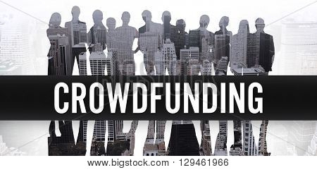 The word crowdfunding against white background against composite image of business people