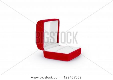 Red velvet box isolated on white background