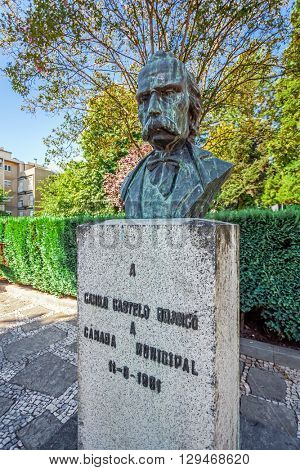 Vila Nova de Famalicao, Portugal. September 06, 2015: Camilo Castelo Branco, one of the most important Portuguese writers of the 19th century (Romantic). Vila Nova de Famalicao.
