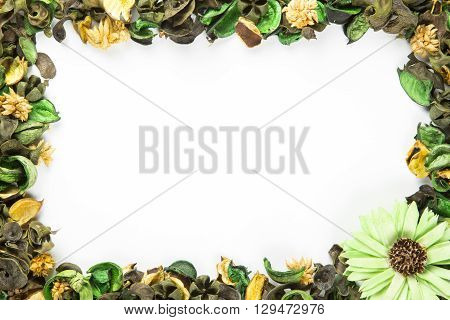Green Potpourri border framed with copy space