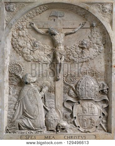URSBERG, GERMANY - JUNE 09: Crucifixion in the monastery church of St. John in Ursberg, Germany on June 09, 2015.