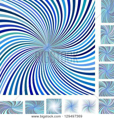 Blue and white vector spiral design background set. Different color, gradient, screen, paper size versions.