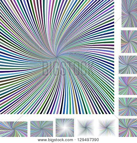 Abstract spiral design background set. Different color, screen, paper size versions.