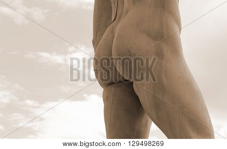 Marble Statue With Muscular Legs And Buttocks White
