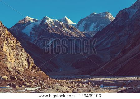Scenic view of mountains, Kanchenjunga Region, Himalayas, Nepal.
