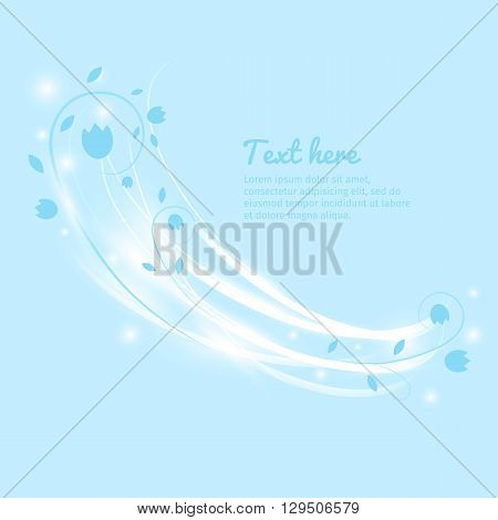 Vector floral banner with light.  Lovely floral flyer. Cover of light and colors. A colorful invitation. Beautiful greeting card. Magic background with flowers.