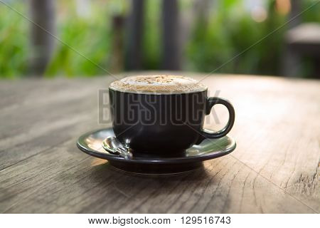 Beautiful hot cappuccino coffee as baverage background