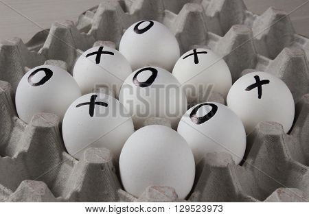 win or lose. Drawing on eggs - tic-tac-toe game