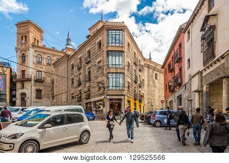 TOLEDO,SPAIN - APRIL 23,2016 - In the streets of Toledo. Toledo is known as City of the Three Cultures .Toledo is a municipality located in central Spain.