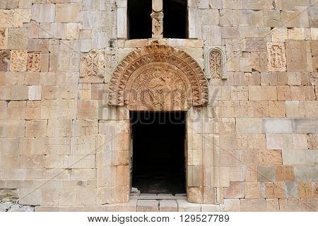 Sacred place at Ancient monastery Noravank in the mountains in Amaghu valley, Armenia. Was founded in 1205. 
