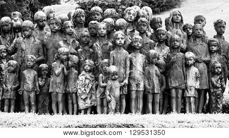 LIDICE, CZECH REPUBLIC - CIRCA JUNE 2013: The Childrens War Victims Monument in the place where was destroyed village of Lidice, circa in June 2013.