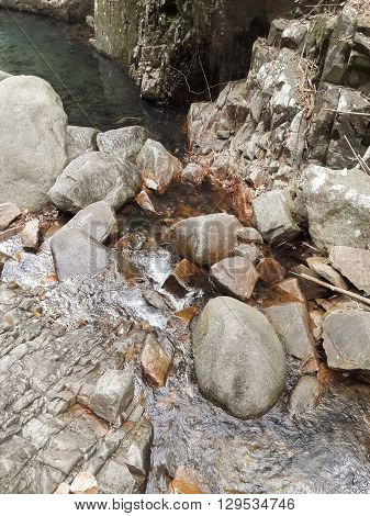 stone and brook in waterfall country Nakhonnayok Thailand