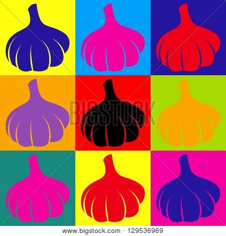 Garlic simple icon. Pop-art style colorful icons set.